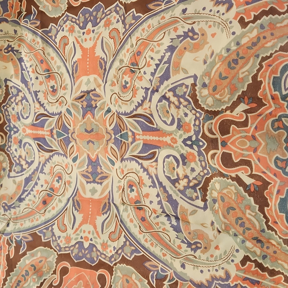 Vintage Linda Davis Silk Paisley & Floral Scarf 70"X20" Made In KOREA - Picture 3 of 8